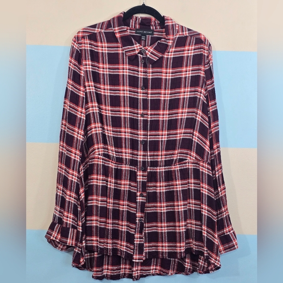 Lane Bryant Plus Size No Peak Button Front Flannel - Picture 3 of 8